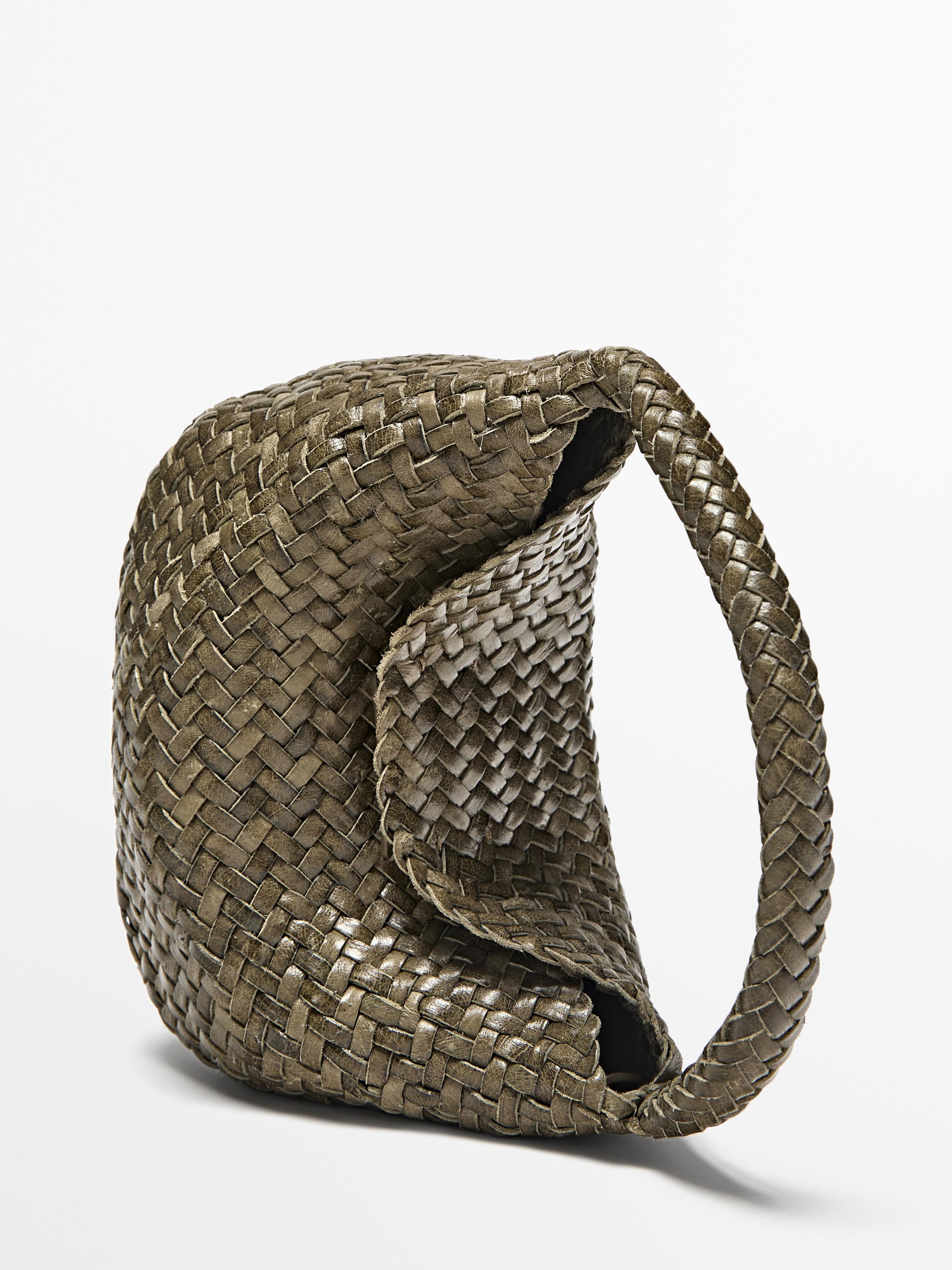 Mini sac tressé cuir nappa